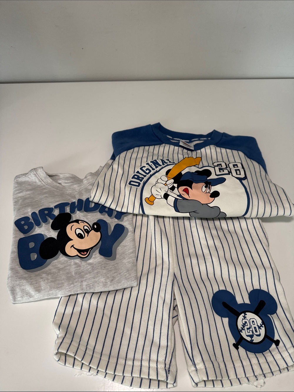 Old Navy Blue and White Mickey Baseball Tee & Shorts Set - 3 piece set